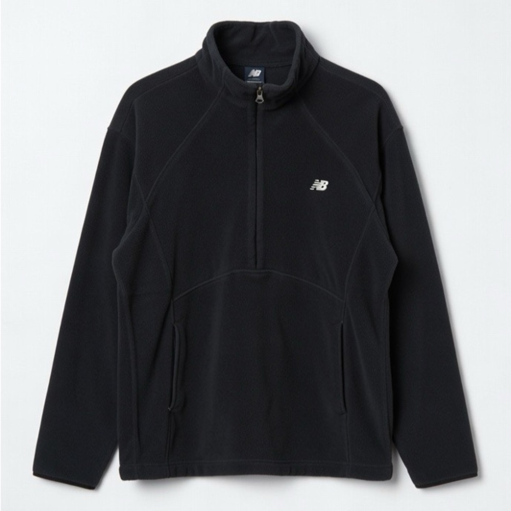 New Balance Athletics Fleece 1/2 Zip Black Quarter-Zip Pullover Fleece Jacket